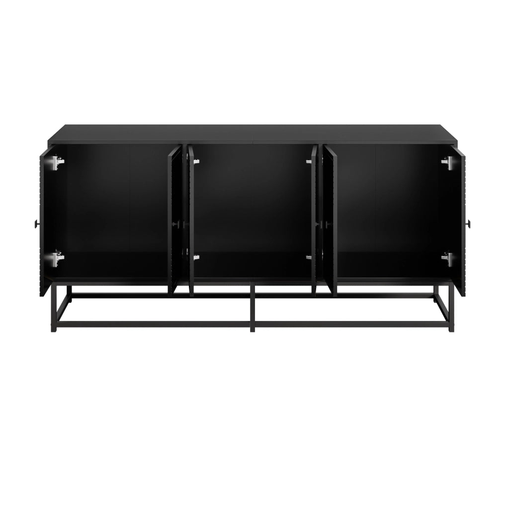 Credenza 160x38x75.5 cm con 3 vani a doppia anta in pannello truciolare nero