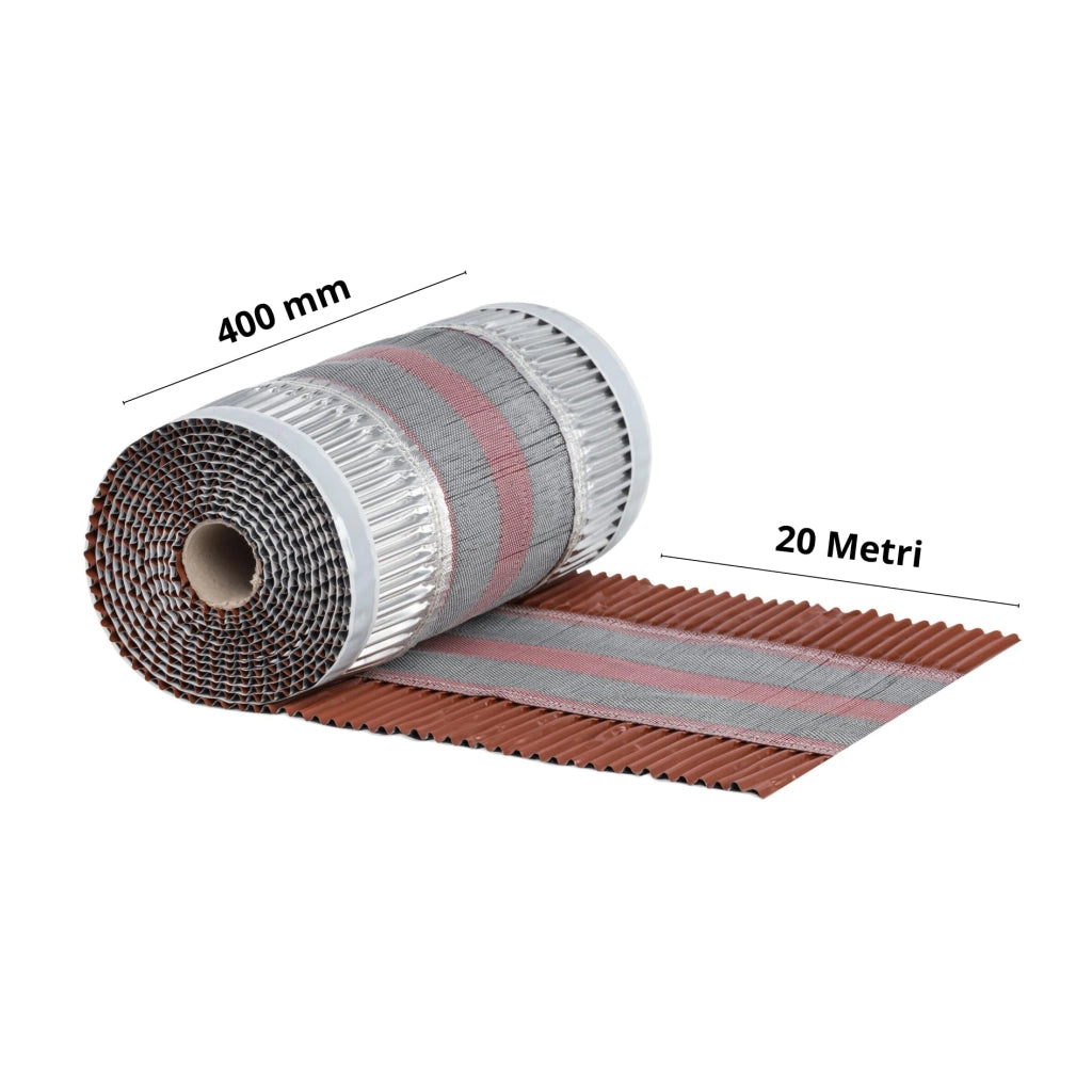 Sottocolmo Universale Top con Fascia in PP e Bandelle Laterali Plissettate in Alluminio, Rotolo da 20 Metri con Adesivo da 200 mm
