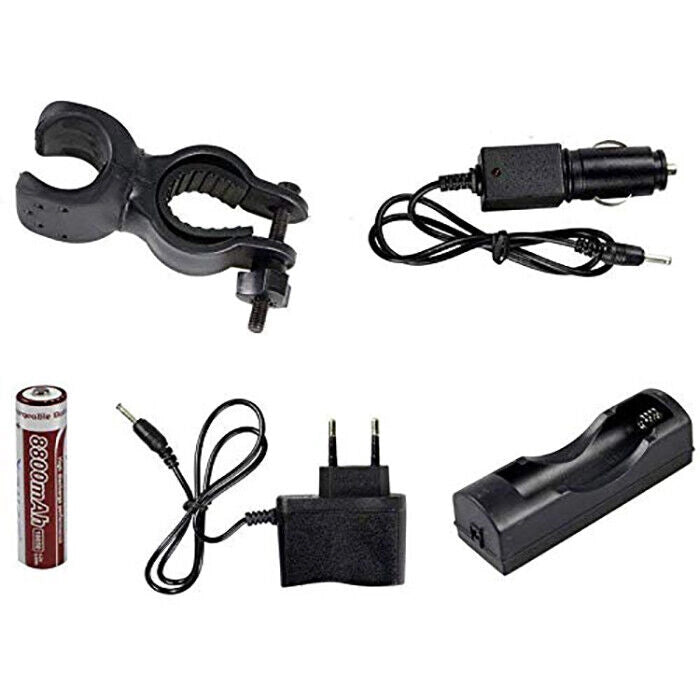 TORCIA TATTICA MILITARE LED 80000W BICI ZOOM LUCE RICARICABILE IMPERMEABILE