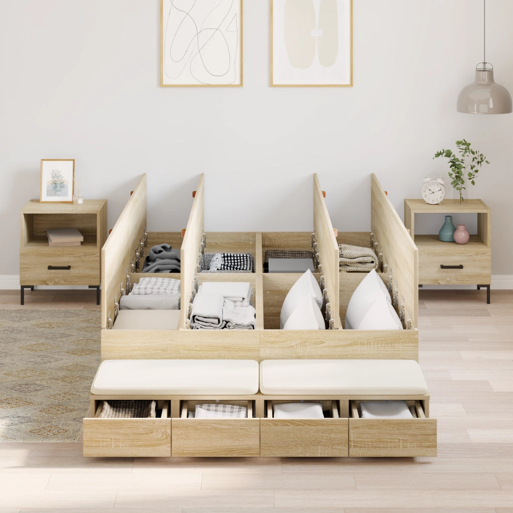 Struttura letto con contenitore Rovere Sonoma 120x200 cm