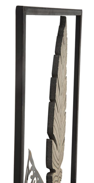 Pannello e Legno Foglie 30,5x1,90x91 cm in Ferro e MDF Oro e Argento