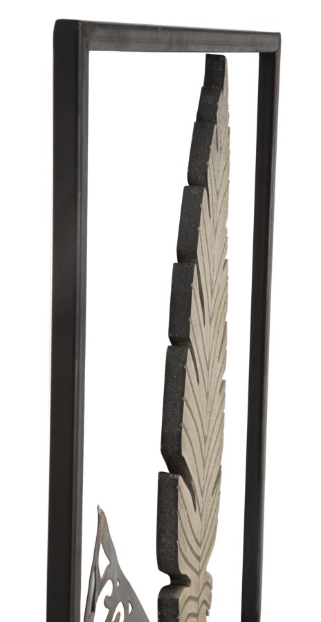 Pannello e Legno Foglie 30,5x1,90x91 cm in Ferro e MDF Oro e Argento