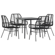 Set Mobili da Pranzo per Giardino 5 pz | Set Salotto da Giardino Nero Polyrattan Vetro