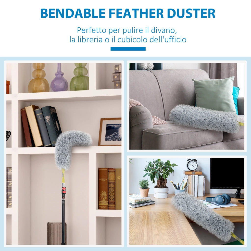 Kit per Pulizia della Casa con Asta di Prolunga,Spolverino per Ragnatele,Spolverino in Microfibra e Spolverino per Ventilatore a Soffitto,Giallo e Grigio