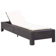 Lettino prendisole con cuscino nero resina intrecciata 02_0012197