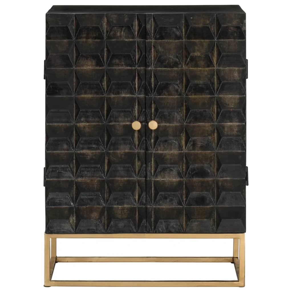 Buffet credenza cassettiera armadio mobile contenitore organizer per cucina soggiorno salotto 55 x 34 x 75 cm legno massello di mango e ferro nero 02_0035953