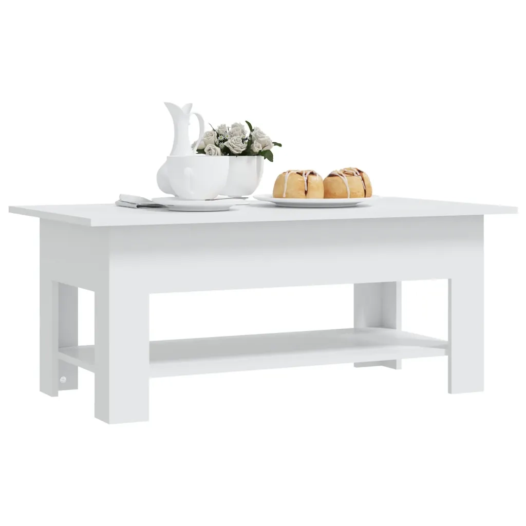 Tavolino da Salotto-Tavolino da soggiorno Bianco 102x55x42 cm in Truciolato