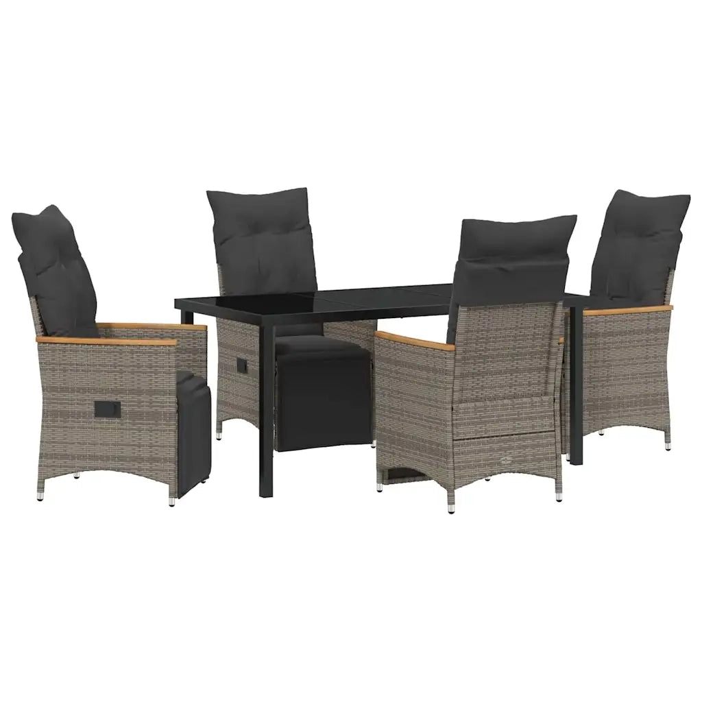 Set da Pranzo per Giardino con cuscino 5 pcs Grigio polyrattan 3379628