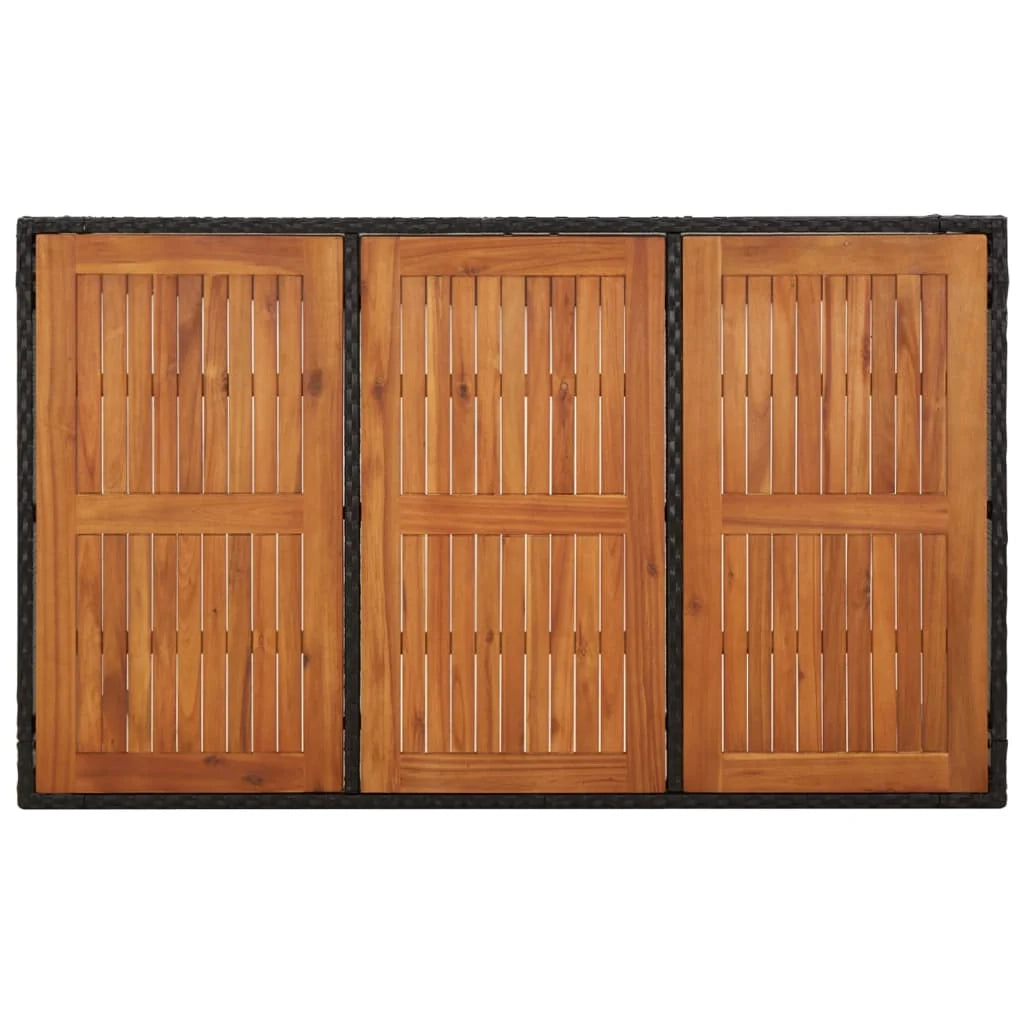 Set da pranzo da esterno in vimini di resina nera da 7 pezzi con cuscini inclusi mobili da giardino e cuscini (02_0014473)