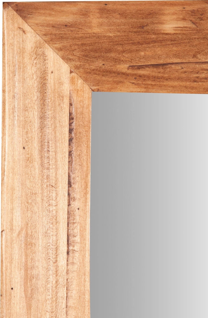Biscottini Specchiera a muro rettangolare in legno massello di tiglio finitura naturale L100xPR3xH200 cm Made in Italy