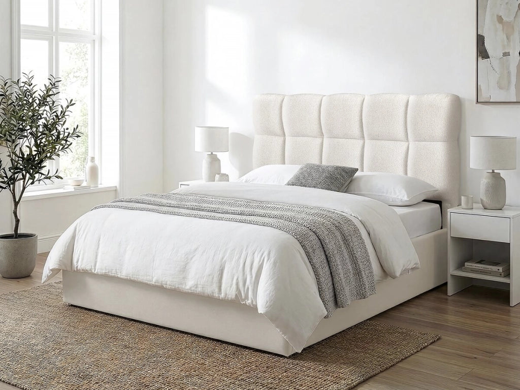 Testiera a bolle in tessuto spesso "Alpe d'Huez" - 140 cm - Beige