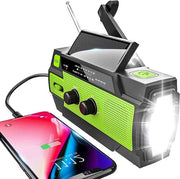 Radio di Emergenza - Radio per Emergenza alimentata da Energia Solare - Radio Portatile a Batteria USB - Batteria da 4000 mAh ricaricabile - Lampada da Tasca a LED - Allarme SOS - Manubrio Dinamo - Campeggio - Viaggi - Sostenibile