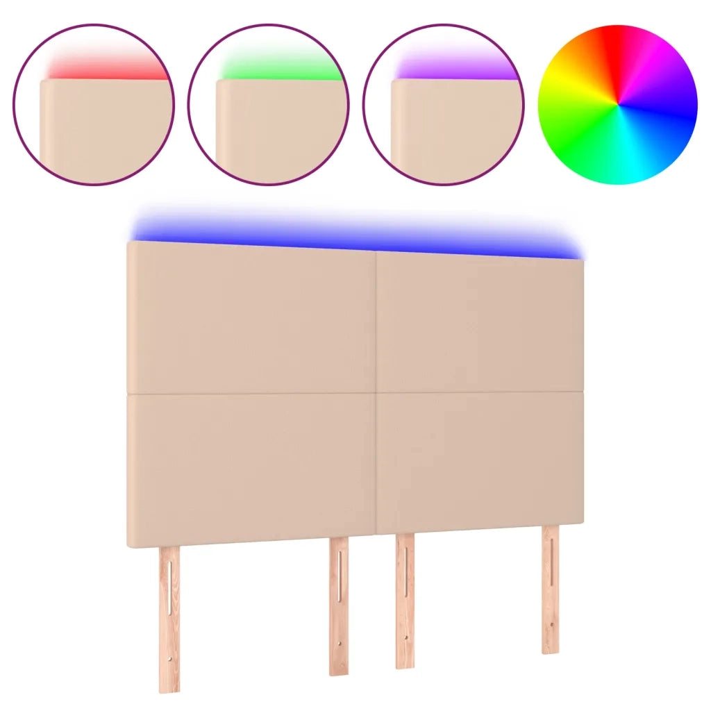 Testiera | Testata a LED cappuccino 144x5x118/128 cm in Similpelle