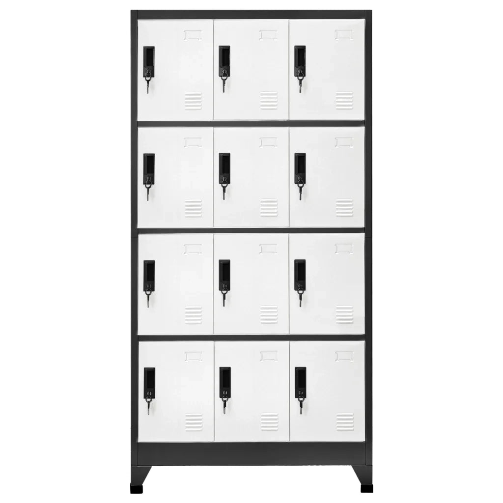 Armadietto con Serratura Antracite e Bianco 90x45x180cm Acciaio cod mxl 50088