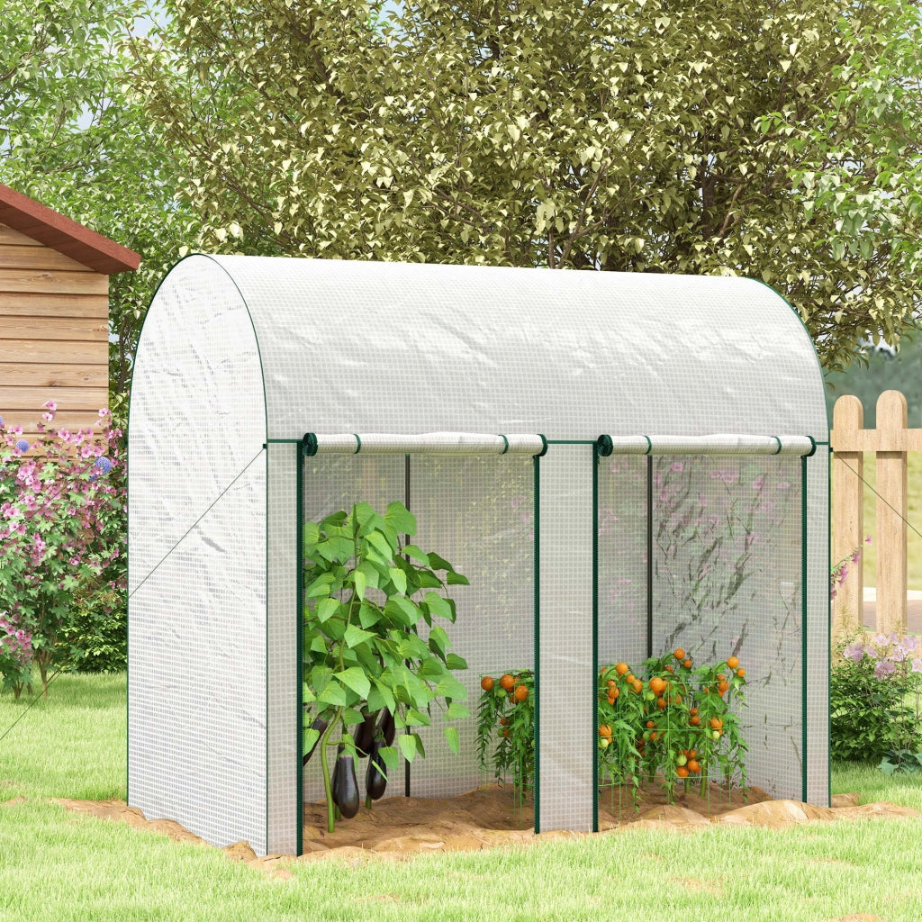 Serra da Giardino 2 m² 200x100x178 cm 2 Porte Avvolgibili Copertura in PE Bianco