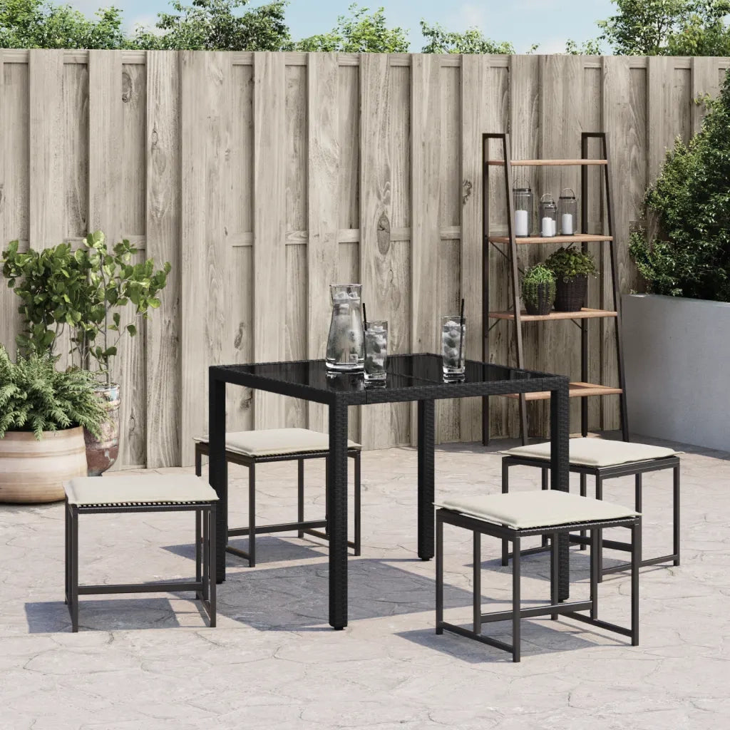Sgabelli da Giardino con Cuscini 4 pz Neri in Polyrattan CFW6112038