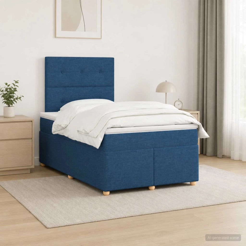 Letto box spring con materasso Blu 120 x 200 cm Tessuto 3453864
