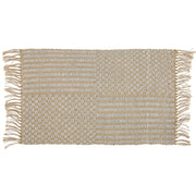 Tappeto passatoia Beige iuta e cotone 50 x 80 cm con frange intrecciato a mano Boho ingresso camera da letto