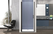 Box doccia 70 cm porta 1 BATTENTE nicchia H200 cm cristallo 6mm profilo NERO OPACO MILA