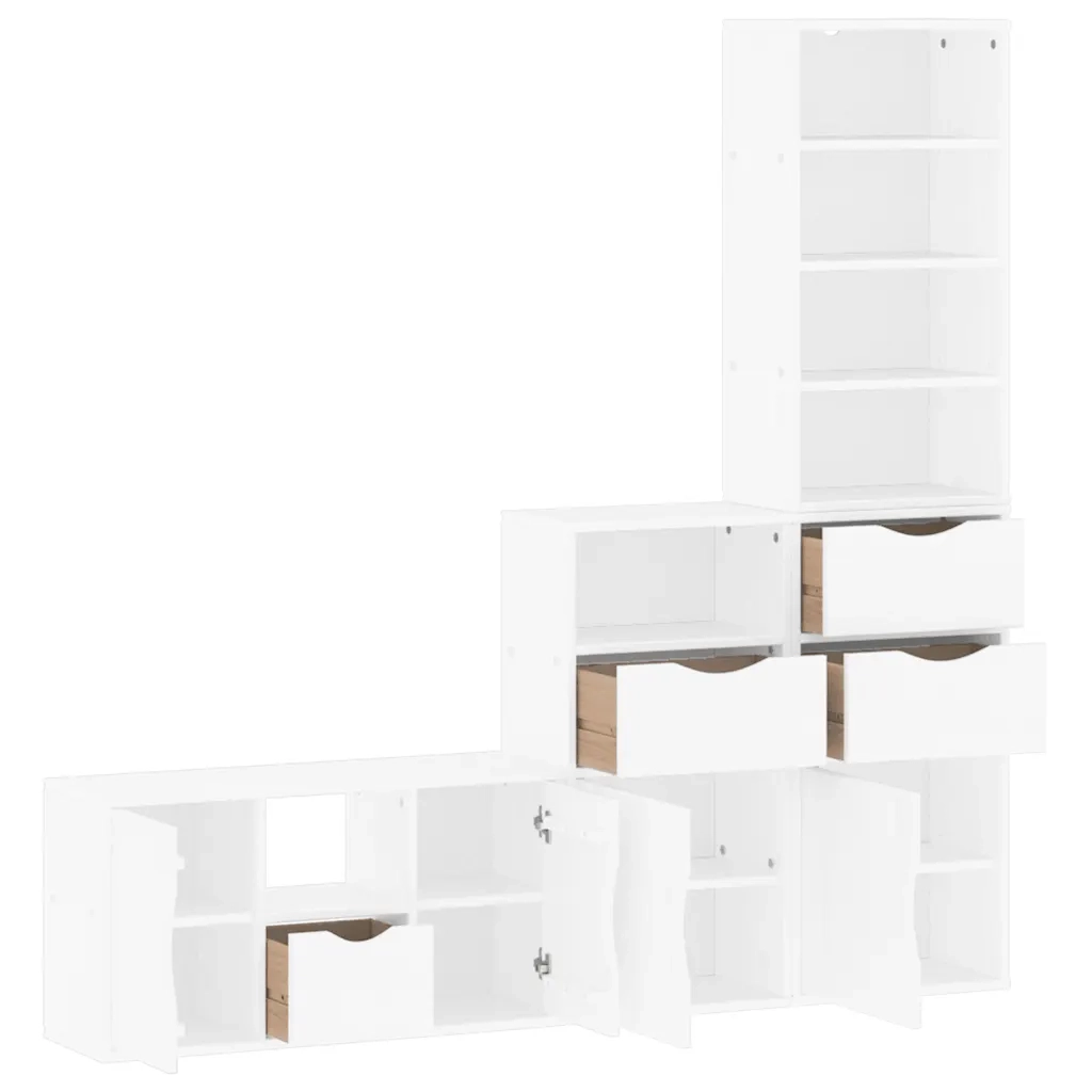Mobile TV 4 pz con Contenitore ODDA Bianco in Legno di Pino 3365373