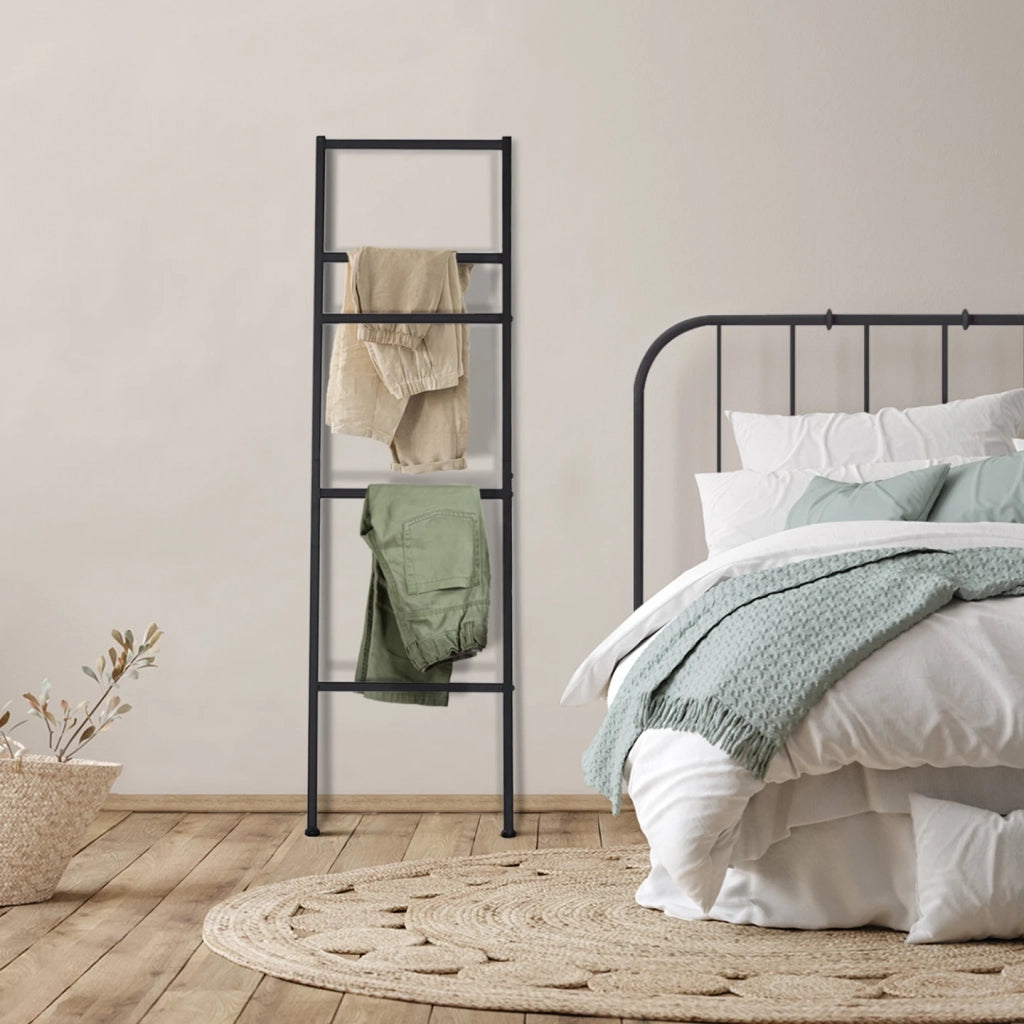 IDMarket - Portasciugamani a scala 5 livelli DALLAS metallo nero design industriale