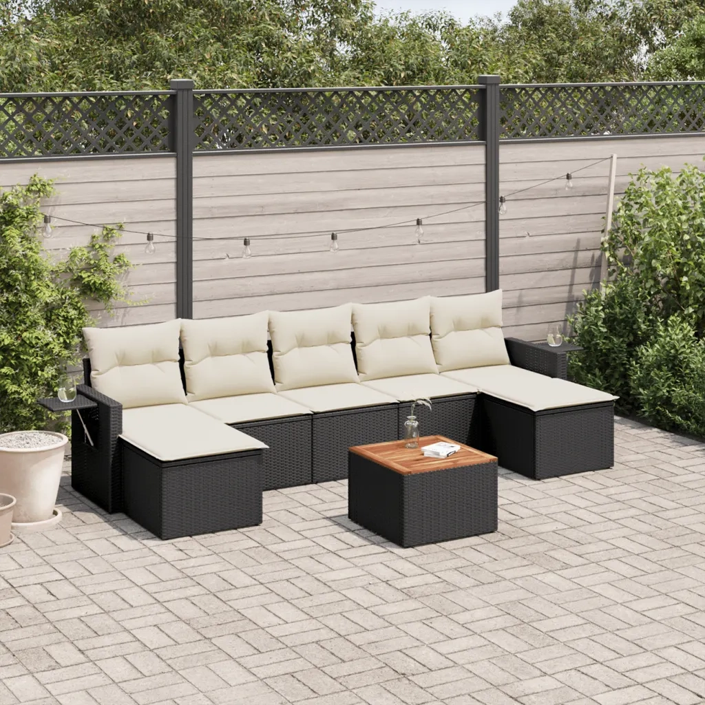 Set Divani da Giardino con Cuscini 8 pz Nero in Polyrattancod mxl 90172