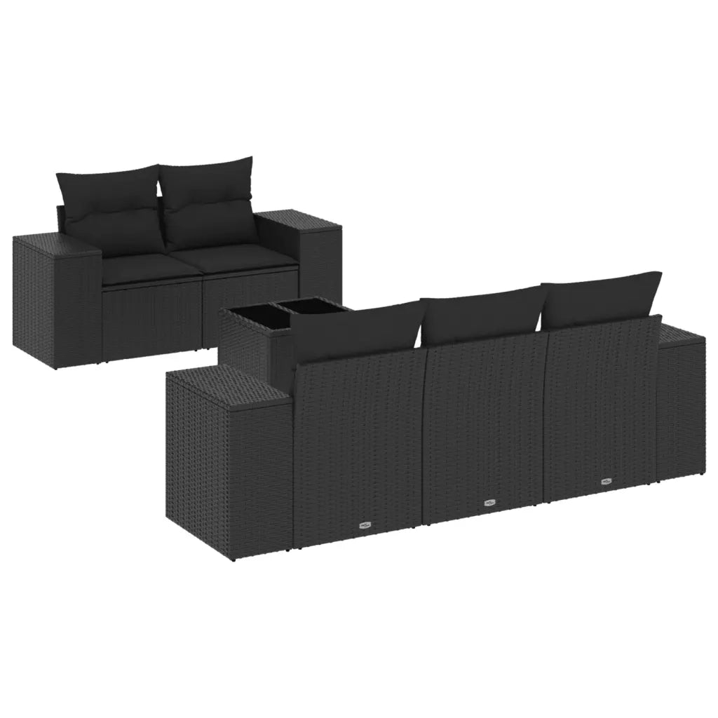 Set Divano da Giardino 6 pz con Cuscini Nero in Polyrattancod mxl 113788