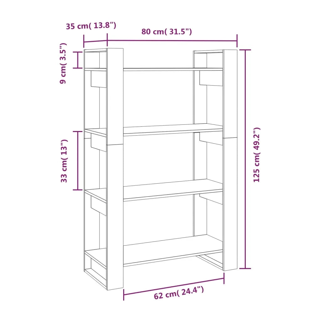 Libreria/Divisorio Grigio 80x35x125 cm Legno Massello di Pino 813906