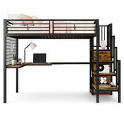LETTO A CASTELLO 90x200 cm in metallo nero con armadio integrato