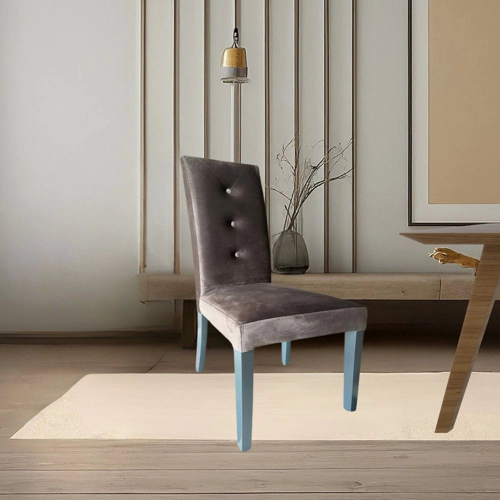 Set 2 Sedia Montecarlo 3 bottoni velluto colore grigio