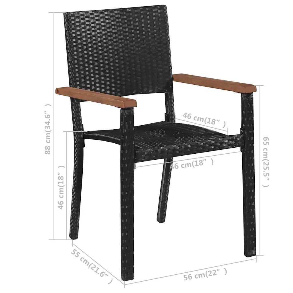 Set Mobili da Pranzo per Giardino 7 pz Nero 3067903