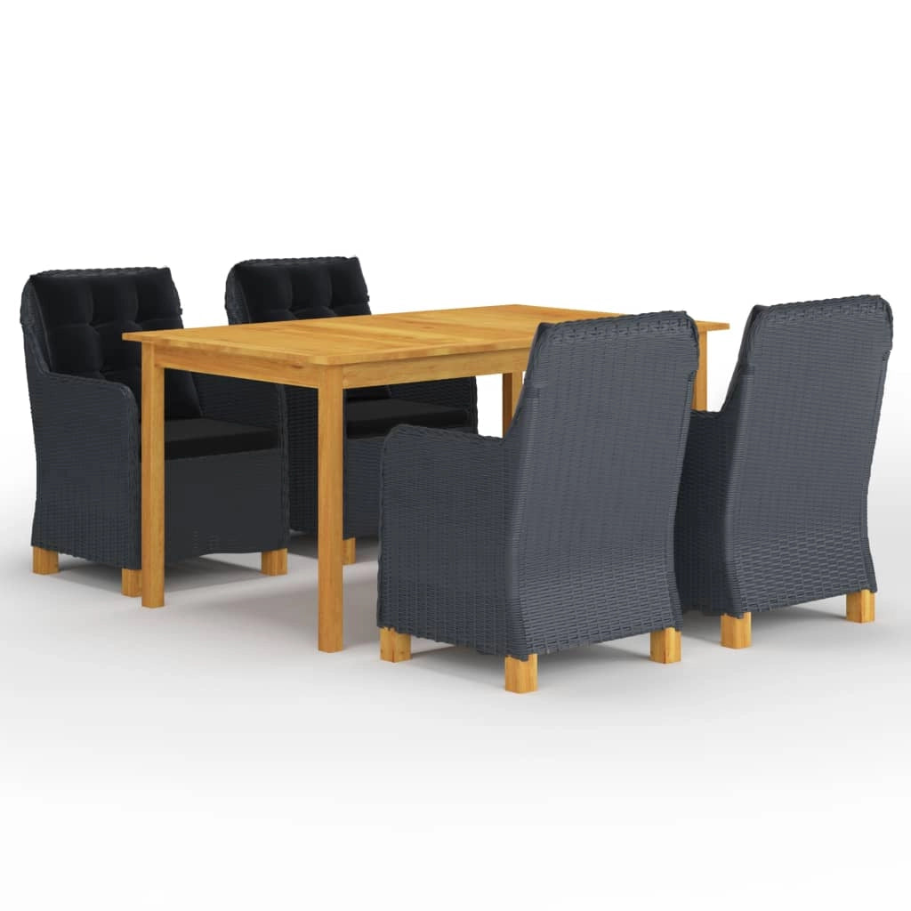 Set da pranzo da giardino per esterni 5 pezzi mobili grigio scuro 02_0013806