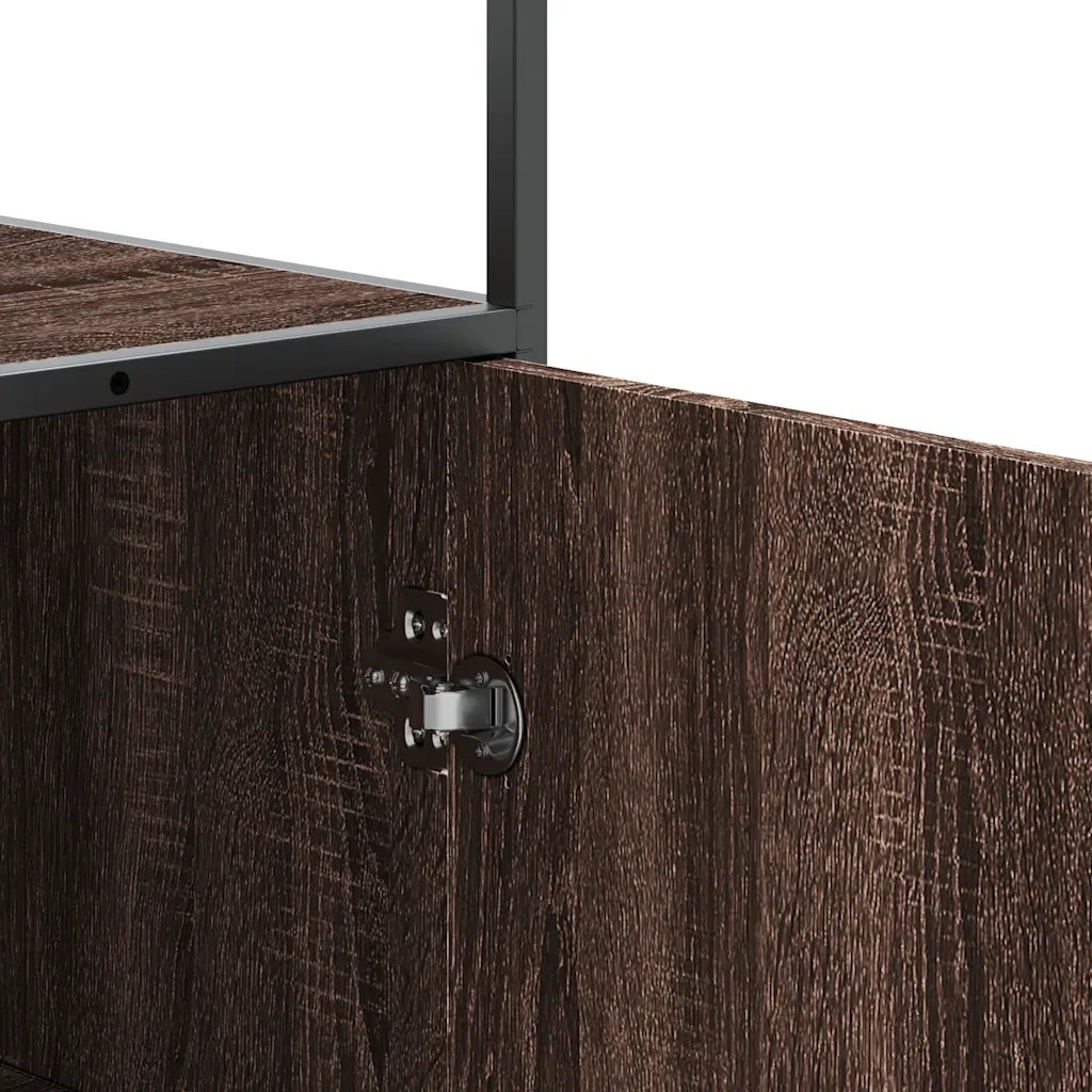 Credenza Rovere Marrone 68x35x139 cm Legno Multistrato Metallo 849043