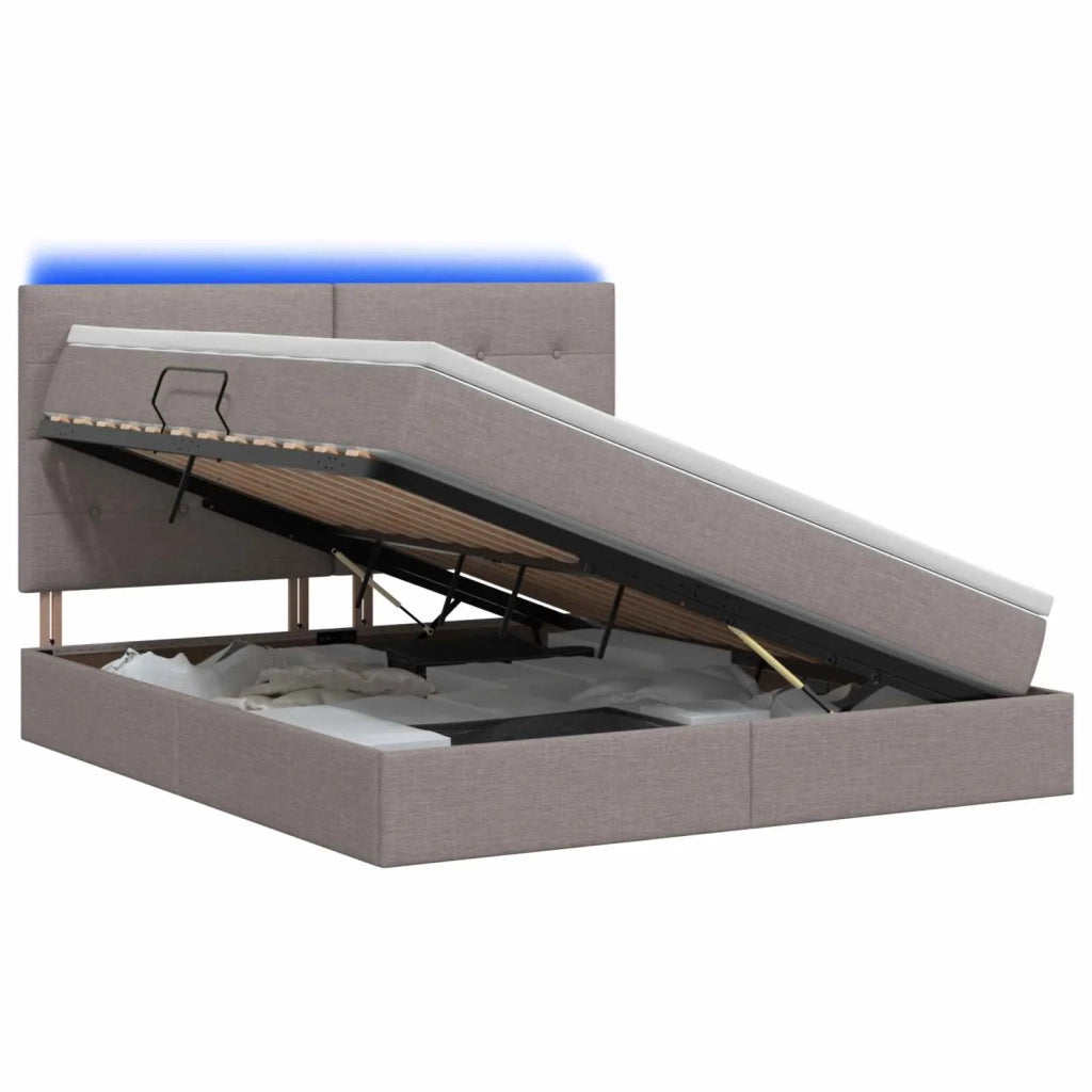 Letto con contenitore LED e materasso Tortora 180 x 200 cm 3459963