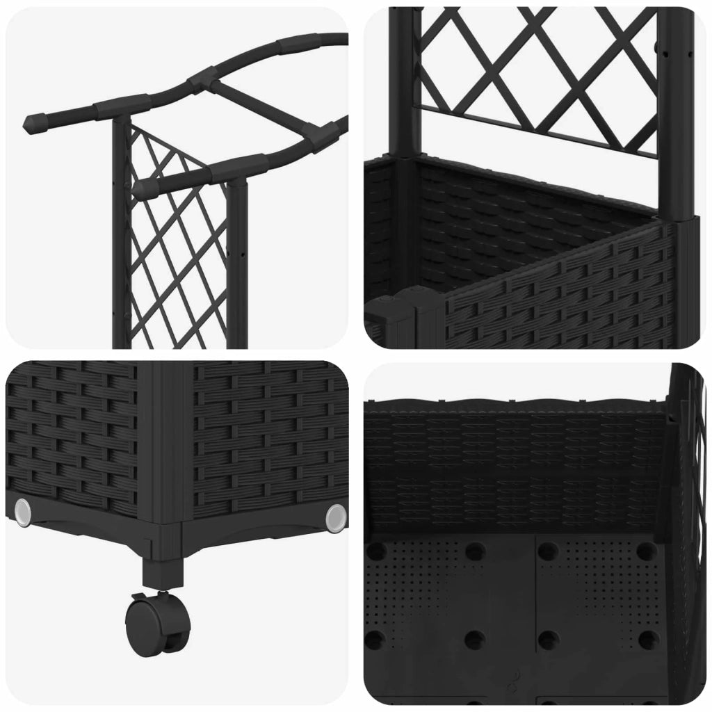 Letto Rialzato con Griglia e Tetto Nero 164 x 40 x 144 cm PP 3423101