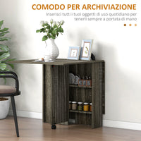 Tavolo Salvaspazio a Ribalta 140x75x74 cm fino a 6 Persone Rivestimento in Melamina Grigio