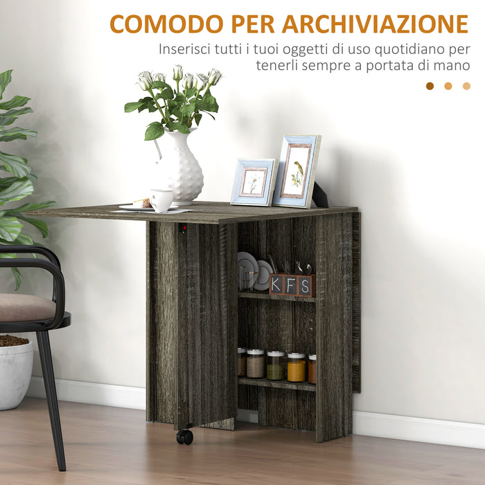 Tavolo Salvaspazio a Ribalta 140x75x74 cm fino a 6 Persone Rivestimento in Melamina Grigio