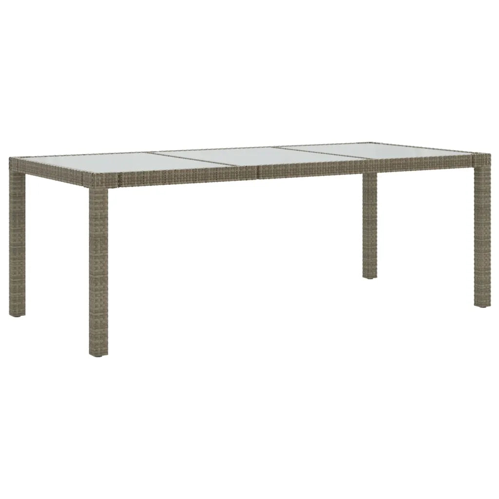 Tavolo Giardino | Tavolino da esterno Grigio 190x90x75 cm Vetro Temperato Polyrattan