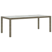 Tavolo Giardino | Tavolino da esterno Grigio 190x90x75 cm Vetro Temperato Polyrattan