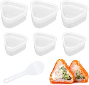 Set di 6 forme a triangolo per onigiri (3 grandi e 3 piccole), produttore di onigiri a forma di sushi con 1 cucchiaio di riso - creare onigiri in modo semplice
