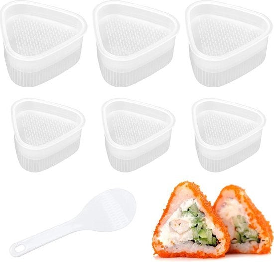 Set di 6 forme a triangolo per onigiri (3 grandi e 3 piccole), produttore di onigiri a forma di sushi con 1 cucchiaio di riso - creare onigiri in modo semplice