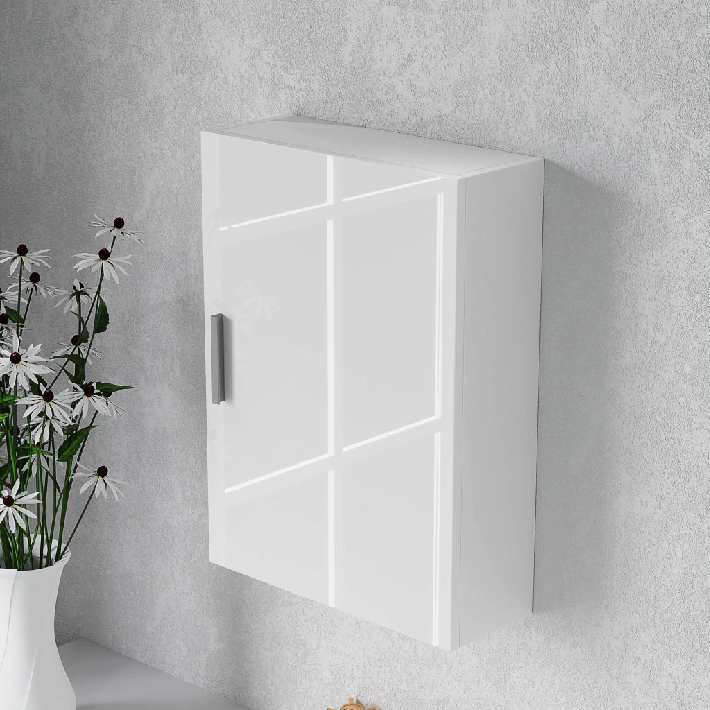 Armadietto Bagno da Parete in Legno con 3 Ripiani Regolabili in Vetro su 3 Livelli, 40x15x55 cm, Bianco