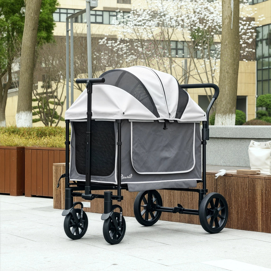 Carrello per animali pieghevole ¨C zephmum ¨C 110x65x102 cm grigio scuro