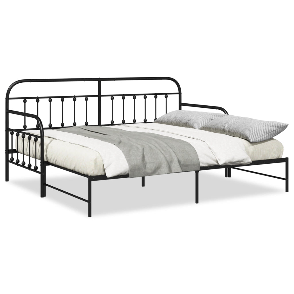 Struttura letto giorno  con letto estraibile, nera, 107x203 cm, in acciaio