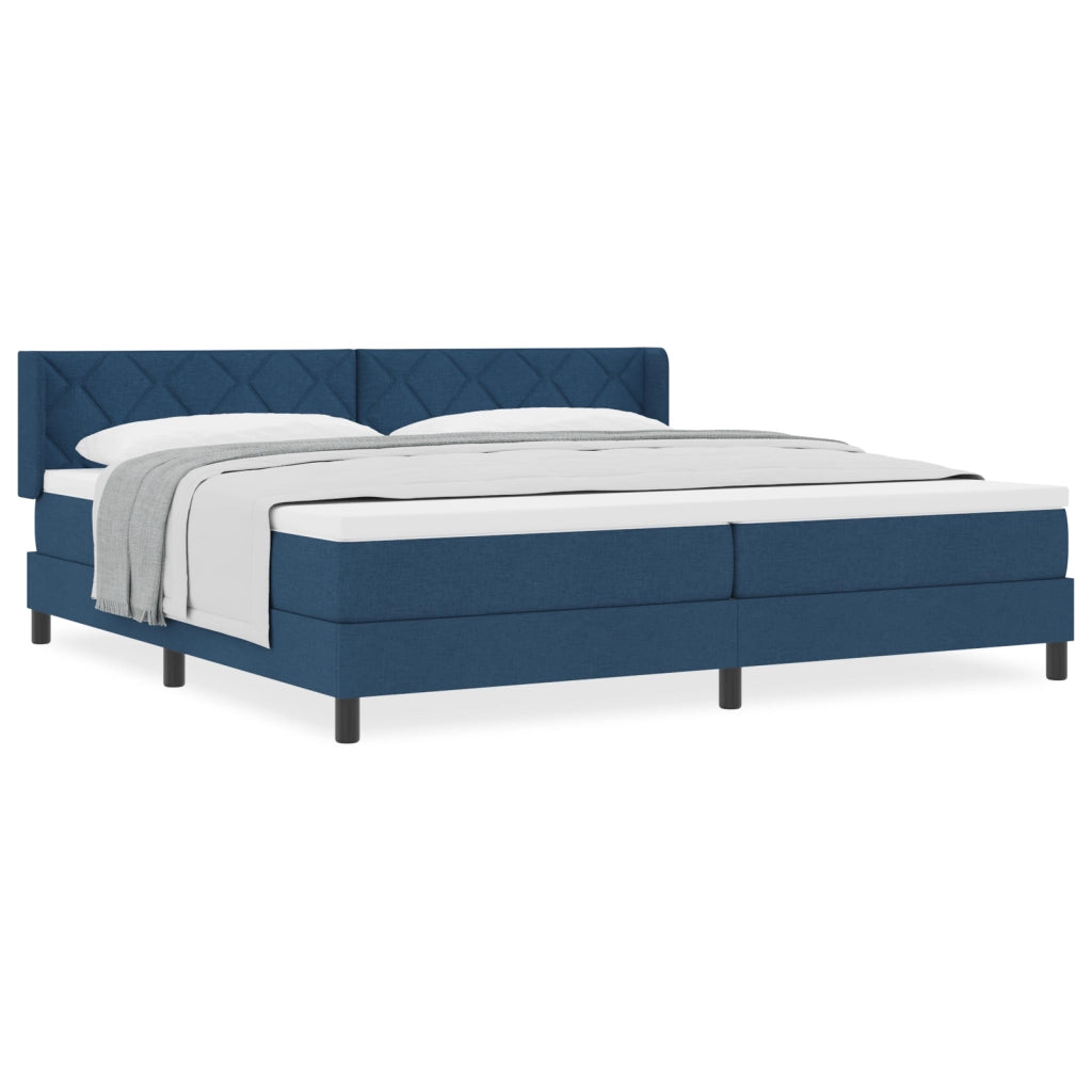 Letto a Molle  con Materasso Blu 200x200 cm in Tessuto