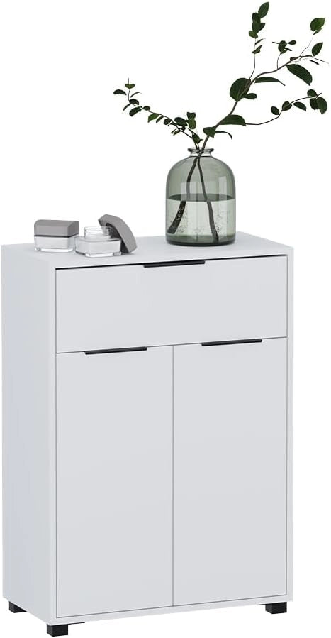 cassettiera da bagno Alina, Bianco, 60 x 86 cm con 3 scomparti, per la conservazione in bagno e combinabile con mobili