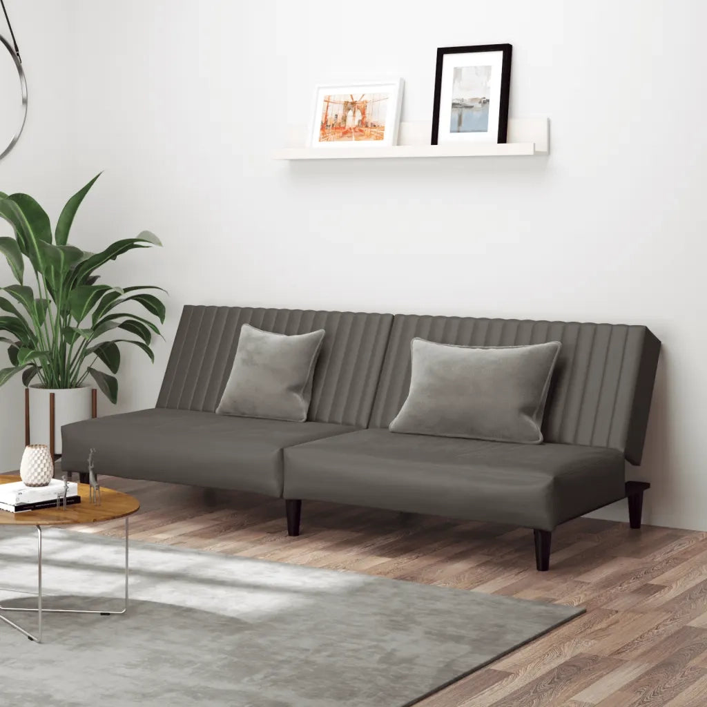 Divano letto | Sof¨¤ letto | Letto singolo a 2 Posti Grigio in Similpelle