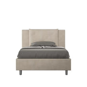 Letto una piazza e mezza contenitore imbottito 120x200 microfibra sabbia Appia