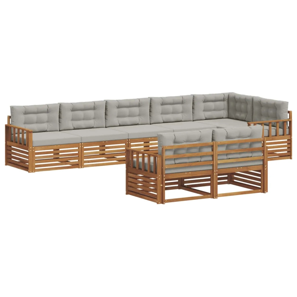 Set di divani da esterno 8 pcs Grigio Naturale e Chiaro