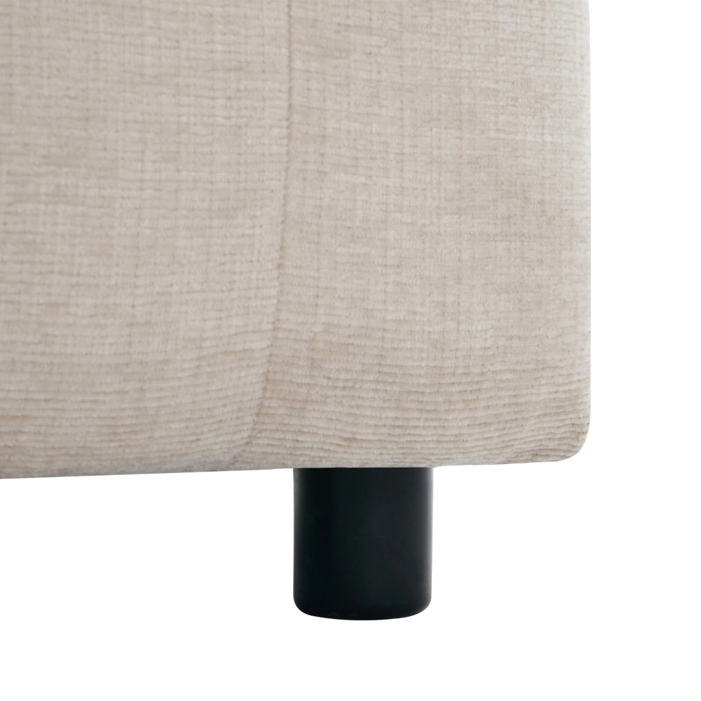 Divano modulare a 3 posti in chenille beige con poggiapiedi contenitore e 2 cuscini